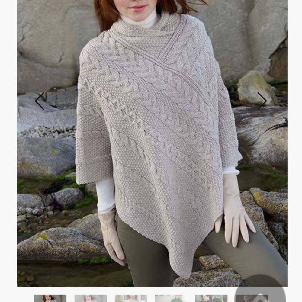 Inis Crafts Beige (Parsnip) Poncho Cape